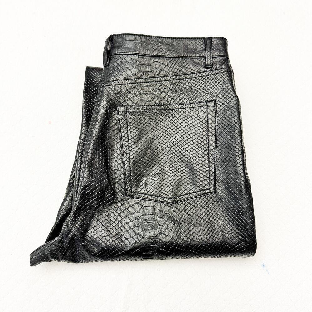 Wilfred by Aritzia Black Faux Snakeskin Patterned Wide Leg Pant Size 10